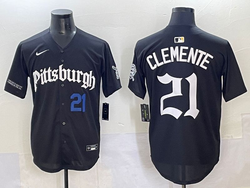 Men 2025 Pittsburgh Pirates #21 Clemente Black Five generations Joint Name Nike MLB Jersey style 8->pittsburgh pirates->MLB Jersey